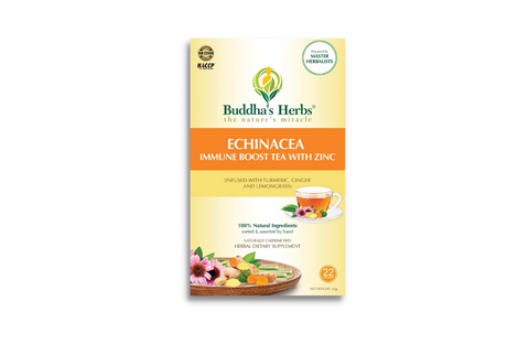 Buddha's Herbs Premium Organic Echinacea, Turmeric, Ginger & Lemongrass Tea with Zinc