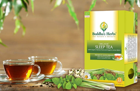 Buddha's Herbs Premium Organic Sleep tea with Valerian Root, Lemon Balm and Chamomile
